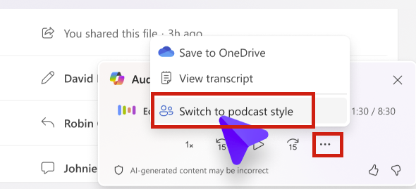 Copilot audio overviews
