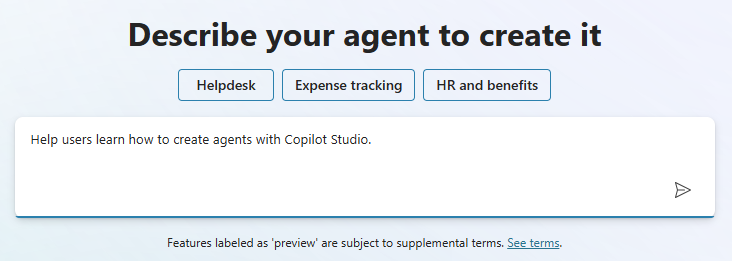 Create an agent Create an agent
